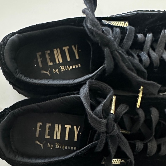 Puma Fenty Women's Black Velvet Platform Sneakers - Picture 3 of 6